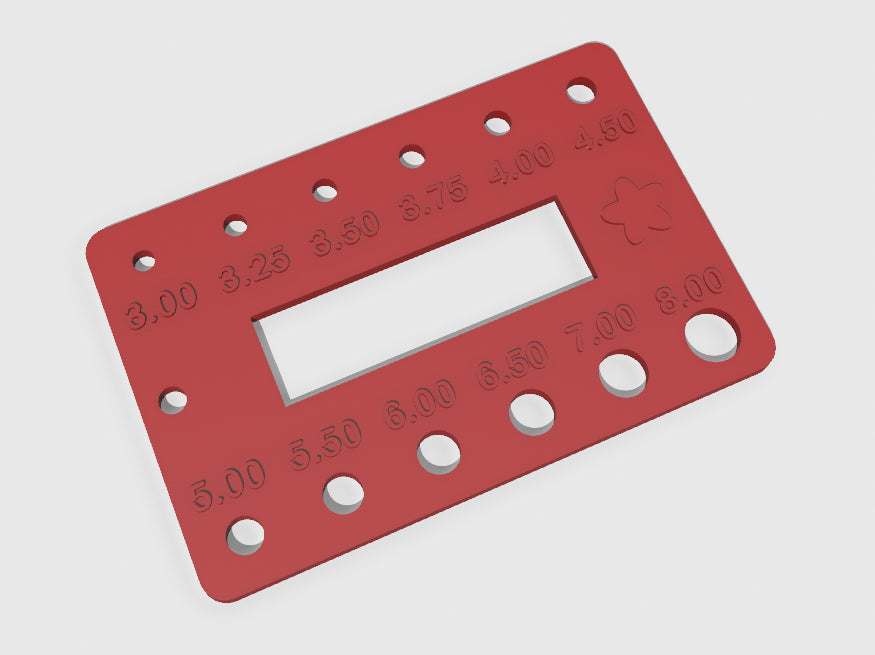 Medidor diâmetro agulha e régua de amostra 5cm