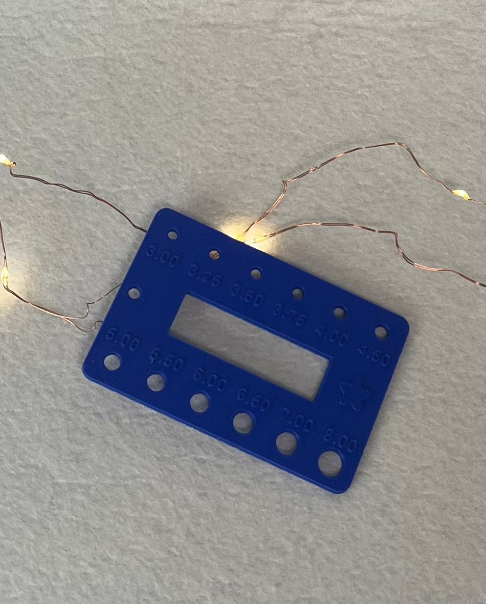 Medidor diâmetro agulha e régua de amostra 5cm